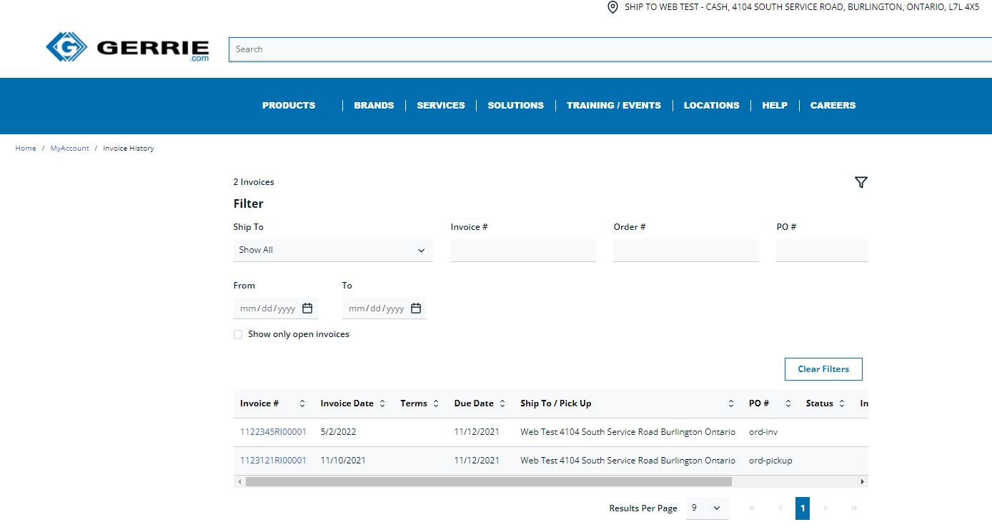 invoice history overview