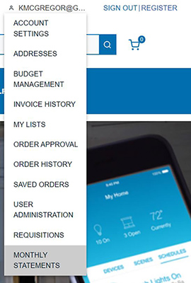 monthly statements menu