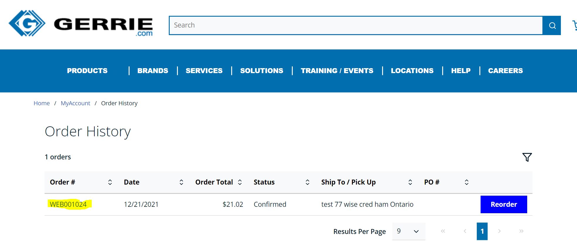 order status